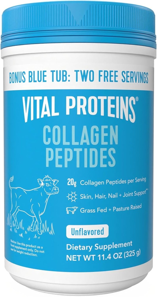 Vitalproteine Collagen Peptides Powder - Unterstützt Haar, Nagel, Haut, Gelenke Gesundheit, Unflavored, Zero Sugar, 11.4oz