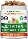 BARK&SPARK Hunde Vitamine & Nahrungsergänzungsmittel - Multivitamin Chewable Treats for Dogs - Glucosamine Chondroitin für Gelenkunterstützung + Omega für Haut & Coat + Probiotika - Multi Vitamin for Pets Health - 120Ct