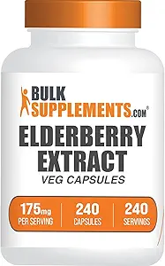 BulkSupplements.com Elderberry Kapseln - Sambucus Elderberry Beilagen, für Immununterstützung - Vegan, 1 Kapsel pro Servierung, 240 Veg Kapseln (Pack von 1)