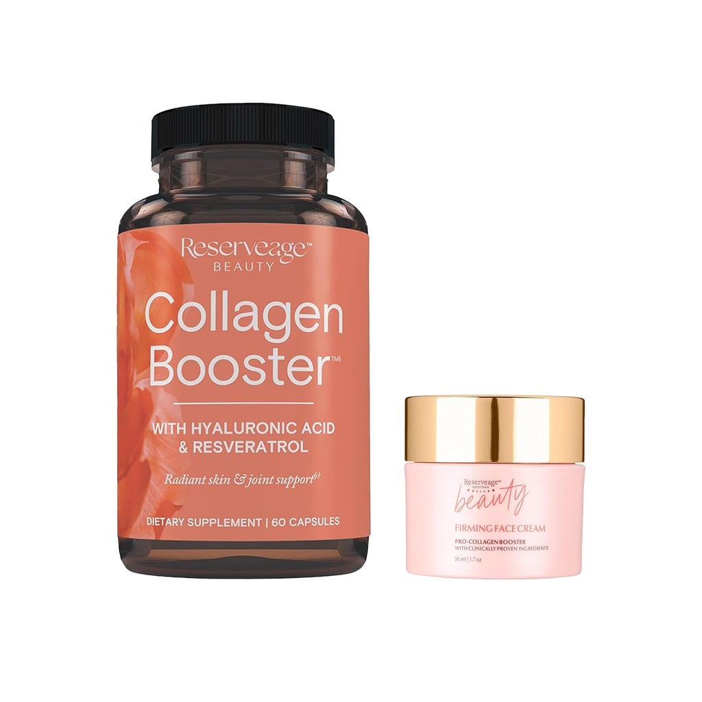 Reserve Schönheit, Collagen Booster, Collagen Supplement für Hautpflege und Gelenkgesundheit 60Caps & Firming Gesichtscreme, 1.7 oz