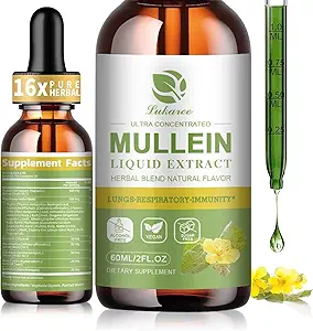 Mullein Tropfen für Lunge, Lung Detox & Cleanse, Vegan Mullein Blatt Extrakt Tinktur mit Chlorophyll Elderberry, etc., Natürliche Kräuterergänzung für Respirator, Immun, 30 Portionen