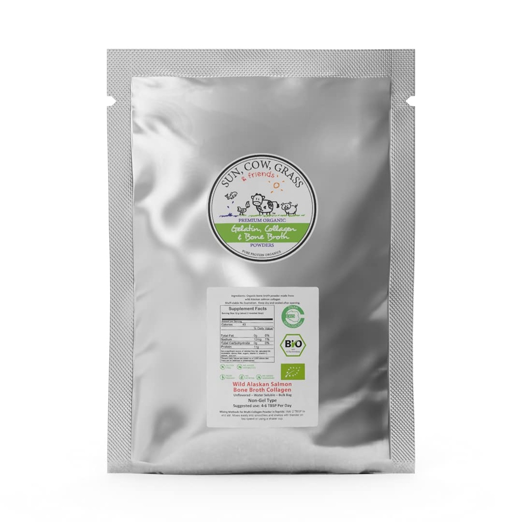 Wild Alaskan Salmon Bone Broth Collagen Powder 5LB Pure Protein Non-Gelling Type - Unflavored, Kein Geschmack