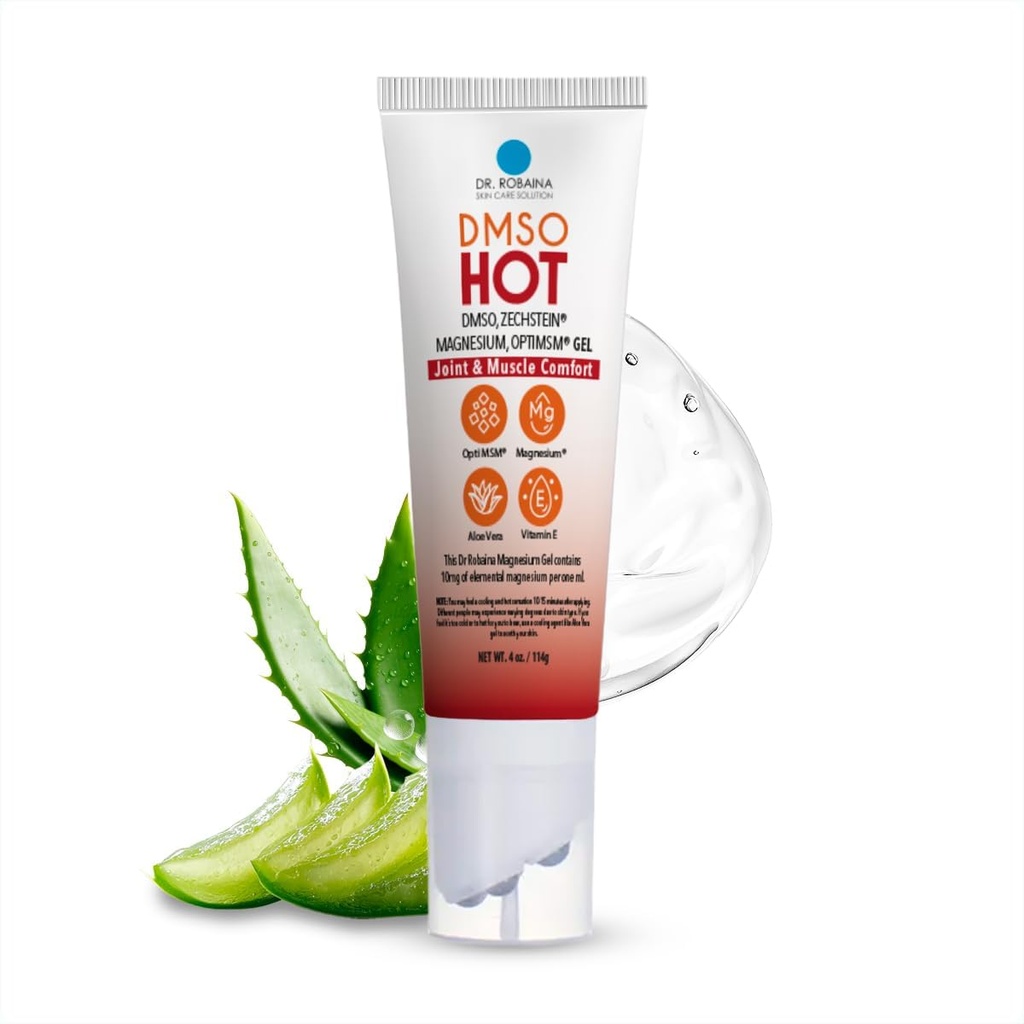 Dr. Robaina DMSO HOT Roll-On - 99,9% Pure Pharmaceutical Grade | Multi-Ball Applicator für gezielte Hitze | Zechstein Magnesium, MSM, Arnica, Aloe Vera, Vitamin E - 4 oz | Made in USA