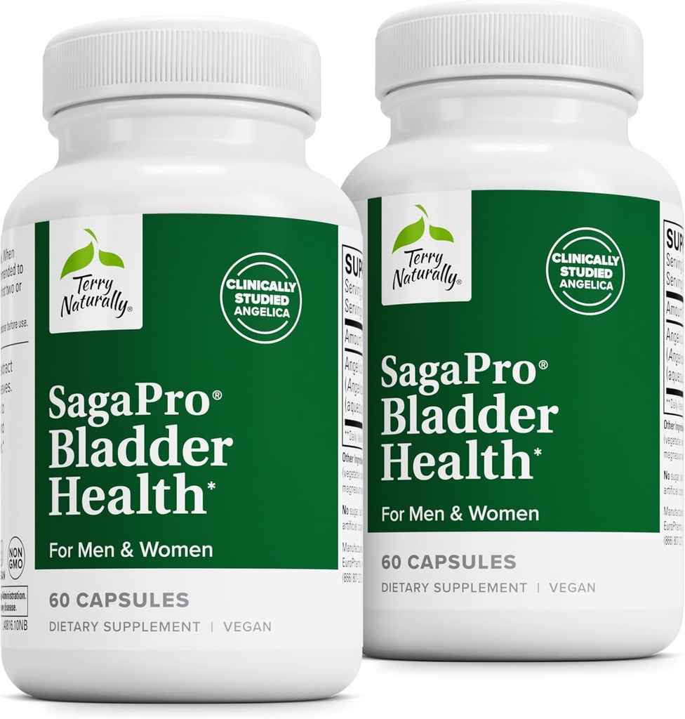 Terry Naturally SagePro Bladder - Bladder Support Supplement - Nahrungsergänzung mit Angelica Blatt Extrakt - Vegan Kapseln helfen Urinary Tract Funktion & Gesundheit - 60 Kapseln (Pack von 2)