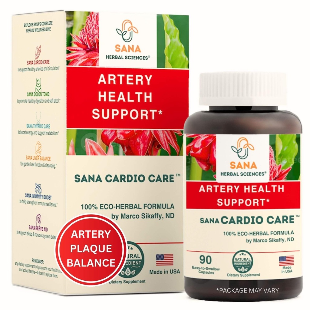 Artery Plaque Removal Formula | 4-Element All-Natural Supplement zur Unterstützung von Blutdruck, gesunden Cholesterin und Herz Rhythm | 90 Easy-to-Swallow Capsules | von Sana Herbal