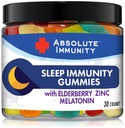 Absolute Immunität- Zink und Elderberry Schlafgummis mit Melatonin, 100% Drug Free Sleep Aid, Immunsystem Unterstützung, Erwachsene und Kinder 30ct