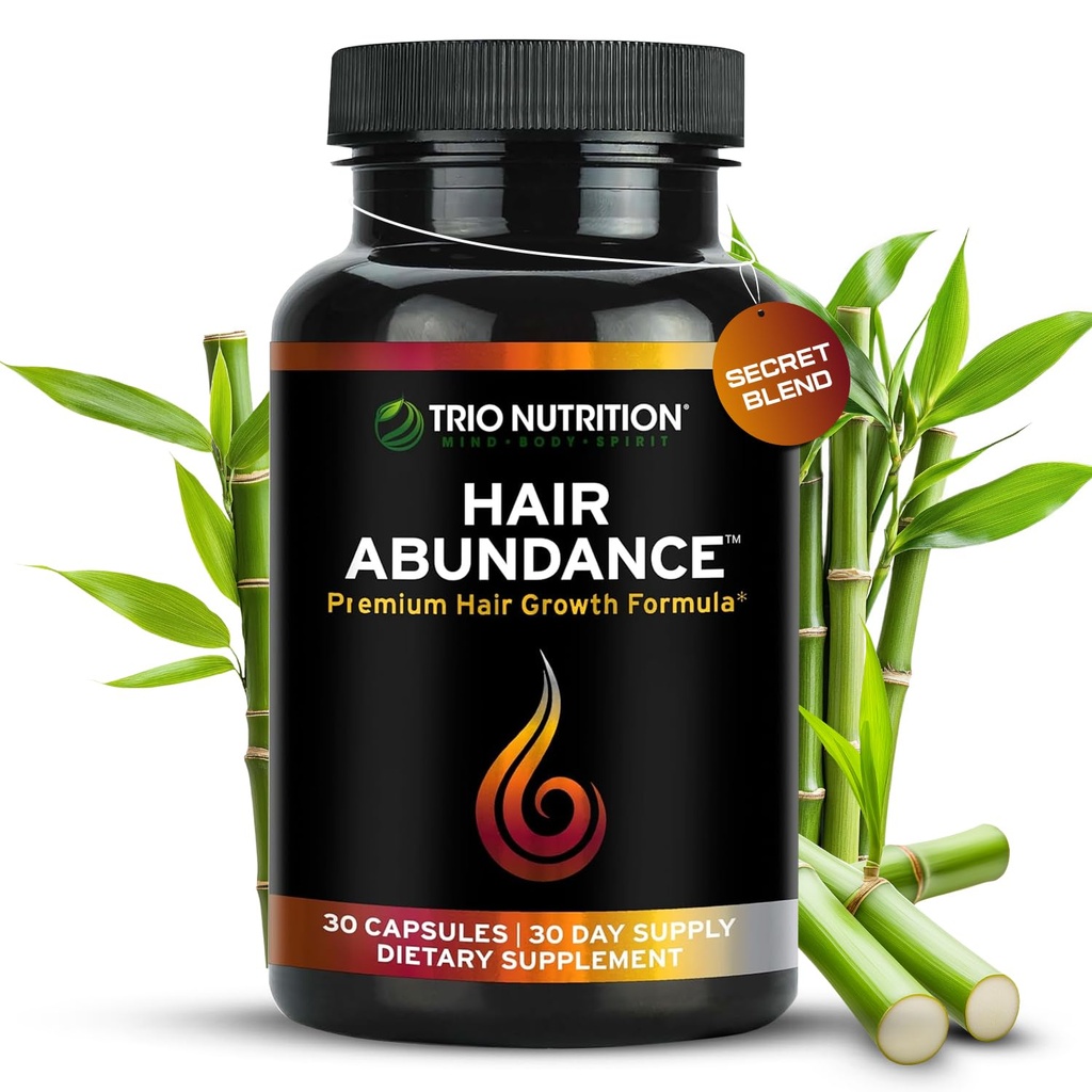 TRIO NUTRITION Haarausfall | Natürliche Vitamin-Ergänzung für Haarwachstum, starke Nägel und glatte Haut| mit Collagen, Keratin, Zink & Selen | Biotin 10000mcg | 30 Tage Versorgung