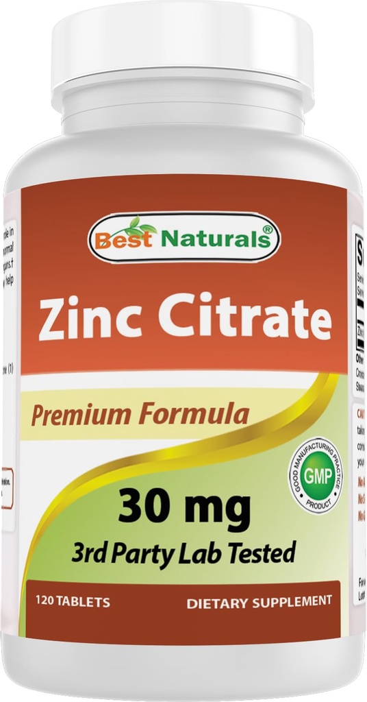 Beste Natürliche Zink 30mg Ergänzungen (als Zink Citrat) - Zink Vitamine für Erwachsene Immununterstützung - 120 Tabletten (120 Zähler (Pack von 1))