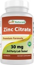 Beste Natürliche Zink 30mg Ergänzungen (als Zink Citrat) - Zink Vitamine für Erwachsene Immununterstützung - 120 Tabletten (120 Zähler (Pack von 1))