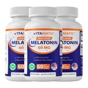 Vitamatic Melatonin 60 mg Fast Dissolve Tablets - 60 Vegan Natural Berry Flavor Tablets - Non-Habit Forming - Non-GMO, glutenfrei (3 Flaschen)