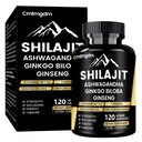 Shilajit Capsules - 20.000mg Pure Himalayan Organic Shilajit für Männer und Frauen mit Ashwagandha, unterstützt Vitalität und Wellness, Premium Shilajit Pure Himalayan Supplement, 120 Kapseln