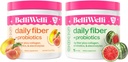 Belli Welli Daily Fiber Supplement Bundle mit Collagen, Probiotics & Electrolytes – Peach Mango & Watermelon Flavors – unterstützt Verdauung, Gut Balance, Debloating – 32 Portionen Gesamt