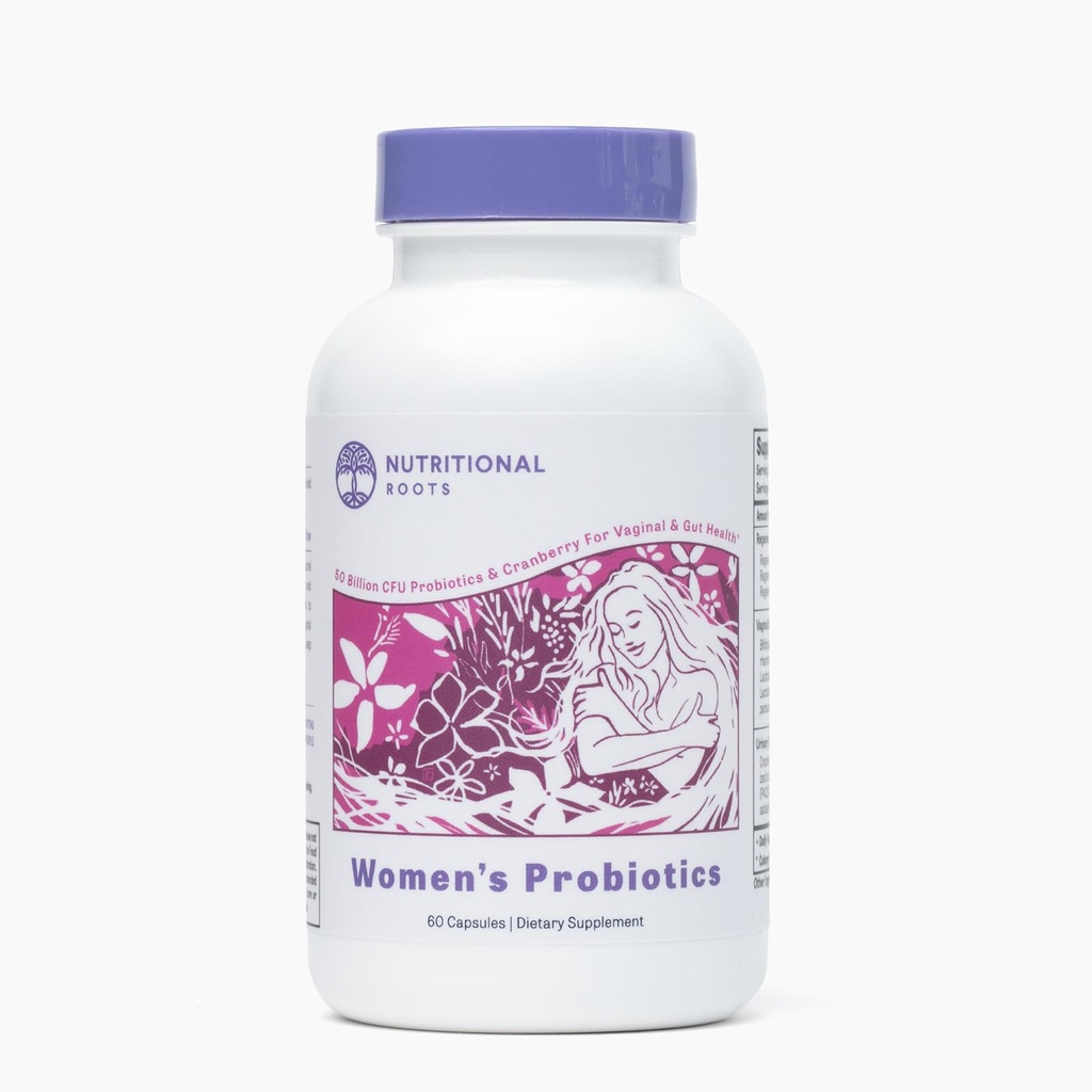 Nutritional Roots Women's Probiotics for Vaginal Health and Gut Health, Organic Prebiotics, Probiotics, Cranberry Extract, Third Party Tested, Doctor's Choice, 60 Servings