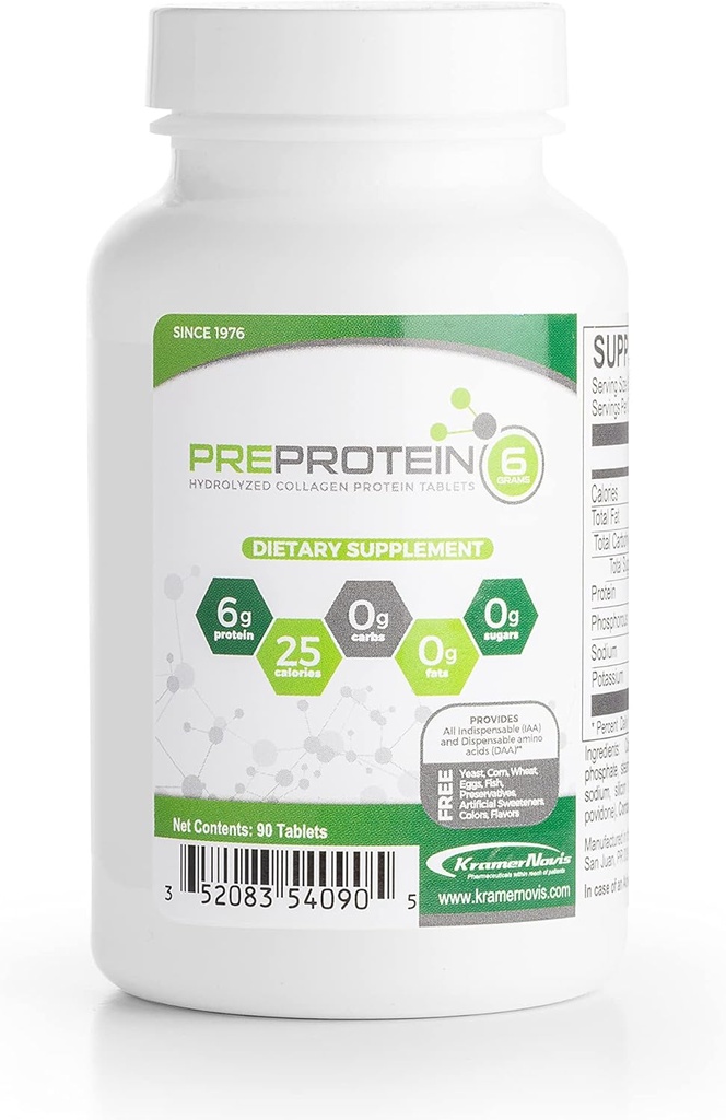 PreProtein® Unflavored Hydrolyzed Collagen Protein Sugar-Free Fat-Free Carb-Free, Amino Acids Protein Tablets, Gebraucht von Healthcare Systems, 90 Tablets