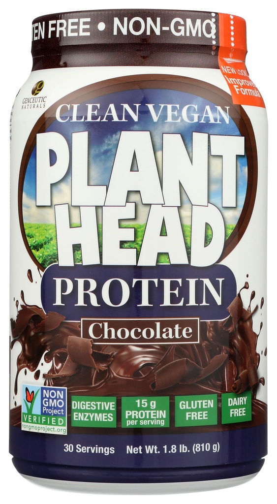 Genceutic Naturals Plant Head Protein Nahrungsergänzung, Schokolade, 1,8 Pfund