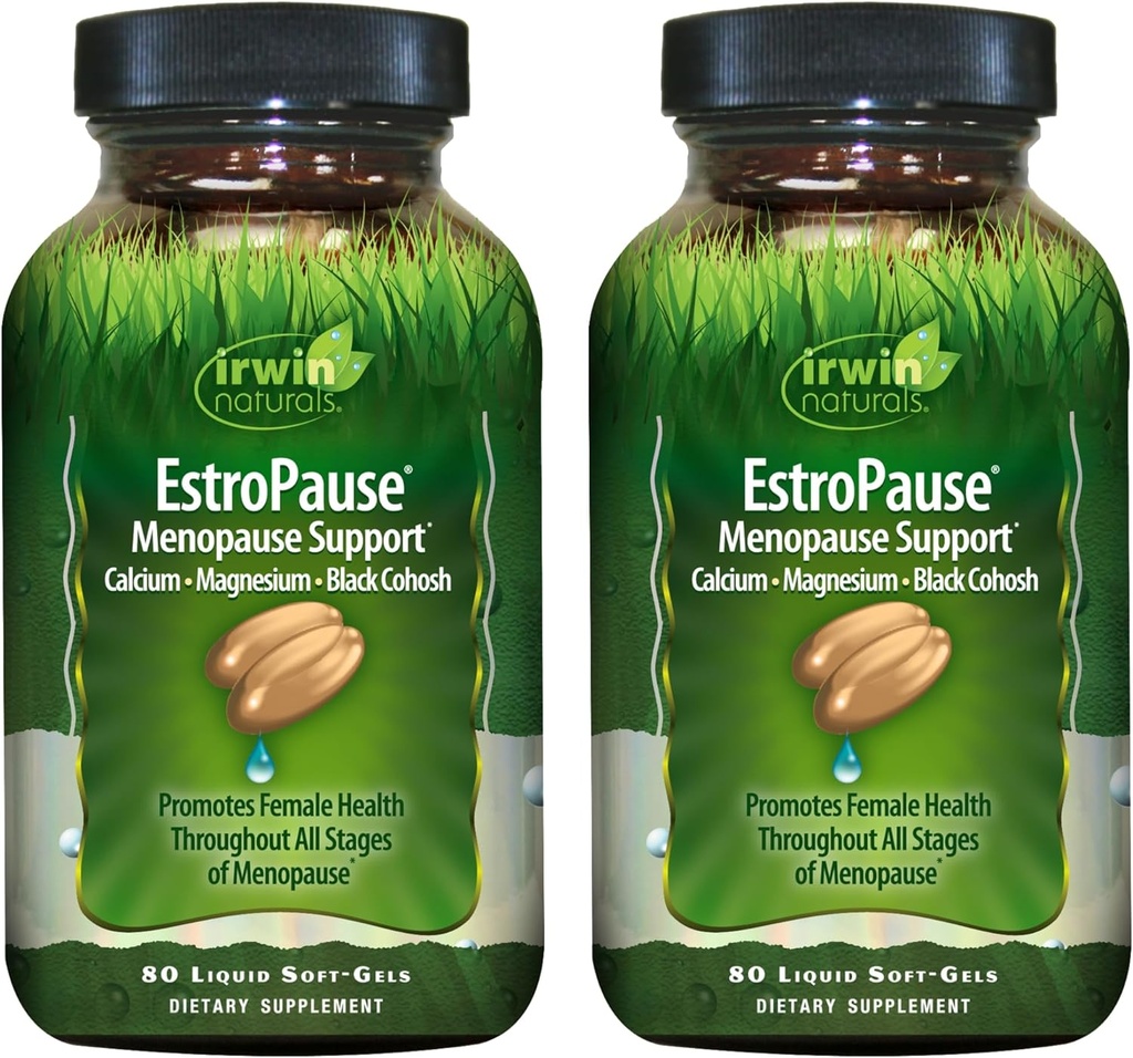 Irwin Naturals EstroPause Menopause & Women’s Health Support – 80 Liquid Soft-Gels – Gentle Hormonal Balance Formel - 2 Pack