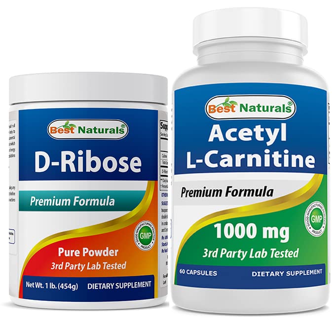Best Naturals D-Ribose Pulver 1 Pfund & Acetyl L-Carnitin 1000mg