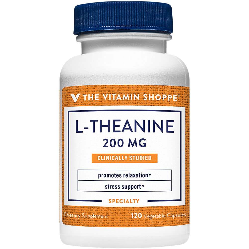Das Vitamin Shoppe L-Theanin 200 MG - Ruhiger Fokus, Stressunterstützung & Entspannung, Aminosäure aus grünem Tee (120 Gemüsekapseln)