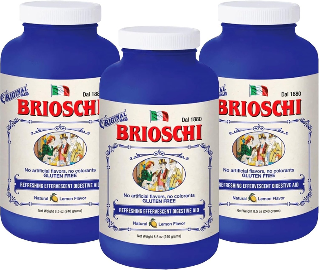 Brioschi italienische Zitrone geflammt Effervescent Heartburn, Upset Stomach, Säure Verdauung, 8,5 Unze Flasche (Pack mit 3)