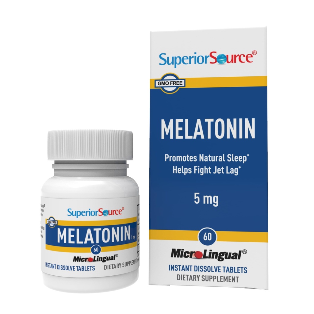 Superior Source Melatonin 5 mg - Healthy Sleep Support Supplement für Erwachsene - Melatonin Formel mit Kamillenhilfen Relaxation & Restful Sleep - 60 Sublingual Dissolving Tablets