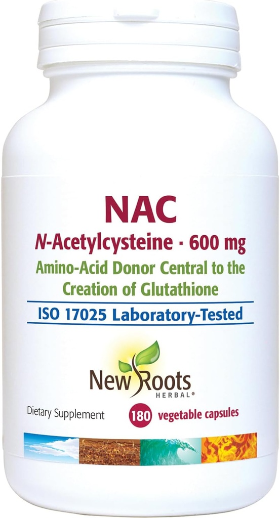 NEU ROOTS HERBAL NAC Supplement N-AcetylCystein | 45-Day Supply | NAC 600mg pro Servieren | Vegan Friendly | Non-GMO | Glutenfrei (180 Gemüsekapseln)