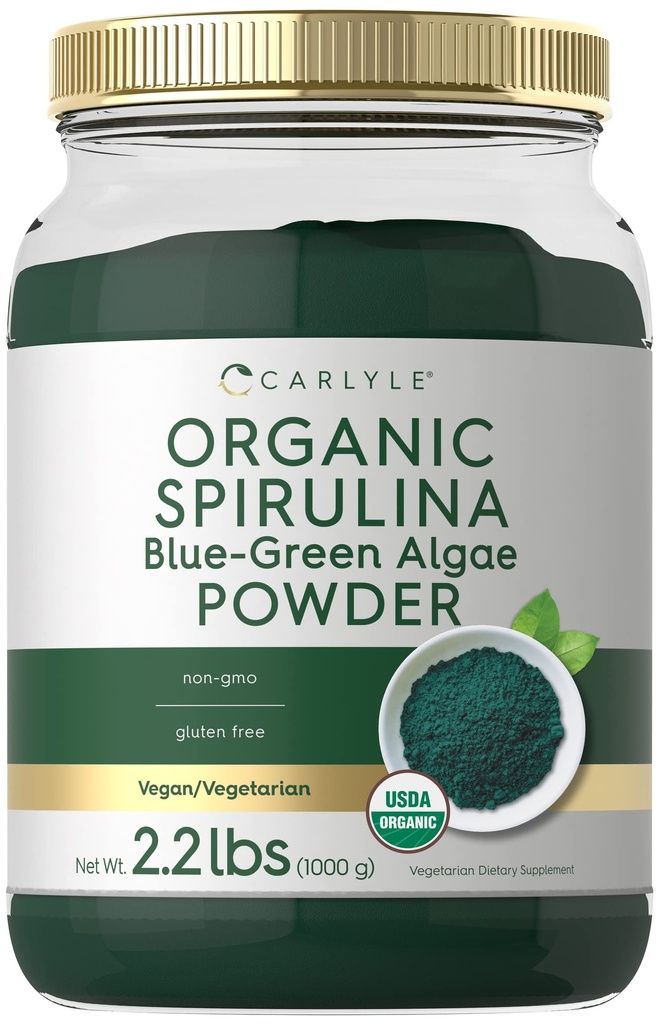 Carlyle Organic Spirulina Pulver 2,2 lbs | Blaugrüne Algen | 8g Spirulina pro Portion | Vegan, Nicht-GVO, glutenfreie Ergänzung