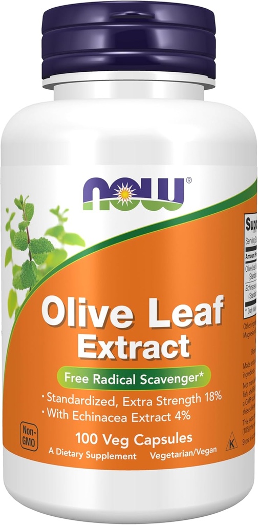 JETZT Nahrungsergänzungsmittel, Olivenblattextrakt mit Echinacea Extrakt 4%, Extra Strength, Free Radical Scavenger*, 100 Veg Kapseln