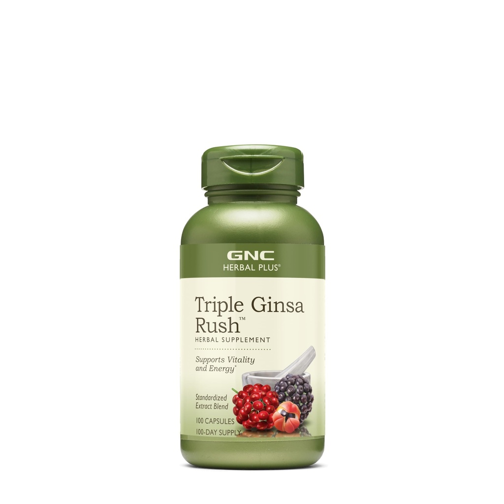 GNC Kräuter Plus Triple Ginsa Rush, unterstützt Vitalität und Energie, 100 Kapseln