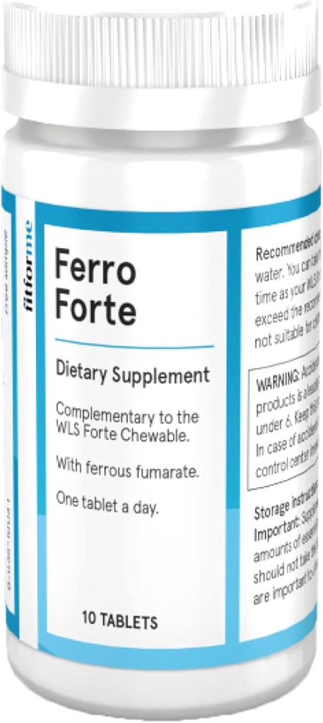 FitForMe Bariatric Multivitamines Eisen Supplement Nach Magen-Bypass - Ein Tag Ferro Forte Tablet - 10 Tage Versorgung von Eisen (Iron Booster für Forte Chewable)