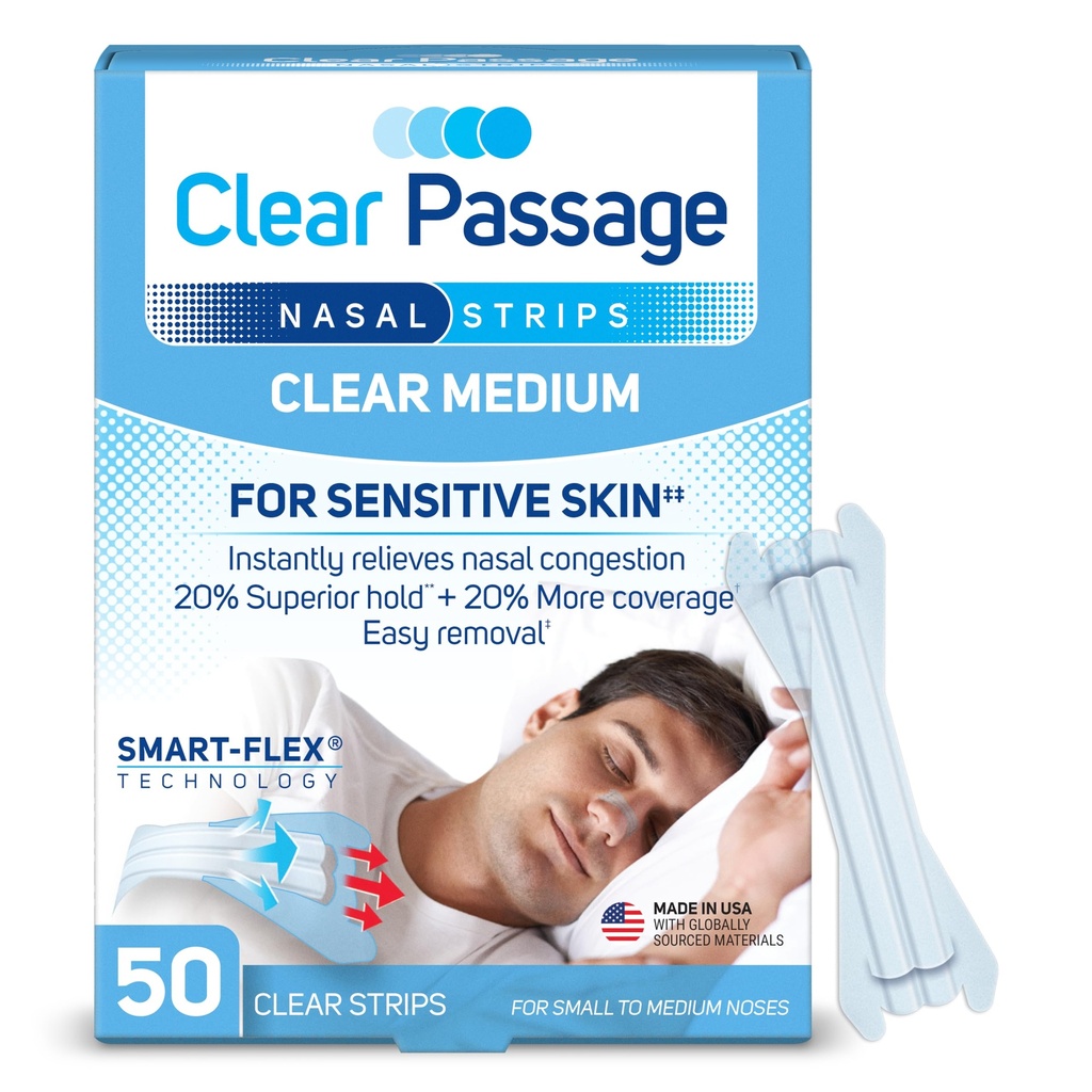 Nasal Strips Medium, Klar, 50 ct | Funktioniert sofort Schlaf zu verbessern, Snoring zu reduzieren, und Nasal Congestion wegen Kälte und Allergien zu lindern
