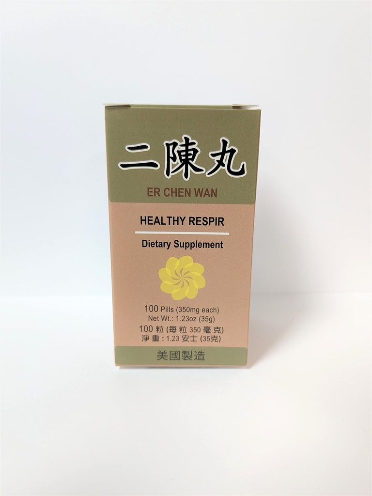 Lao Wei Healthy Respir - Er Chen Wan Herbal Supplement Hilft Bronchial Function, Respiratory System 350mg 100 Pillen Made in USA