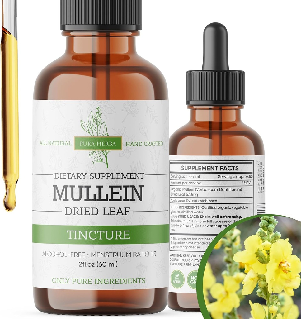 Mullein Tincture – Bio Mullein Tropfen für Lung Support & Respiratory Wellness – Made in the USA – 2 Fl Oz