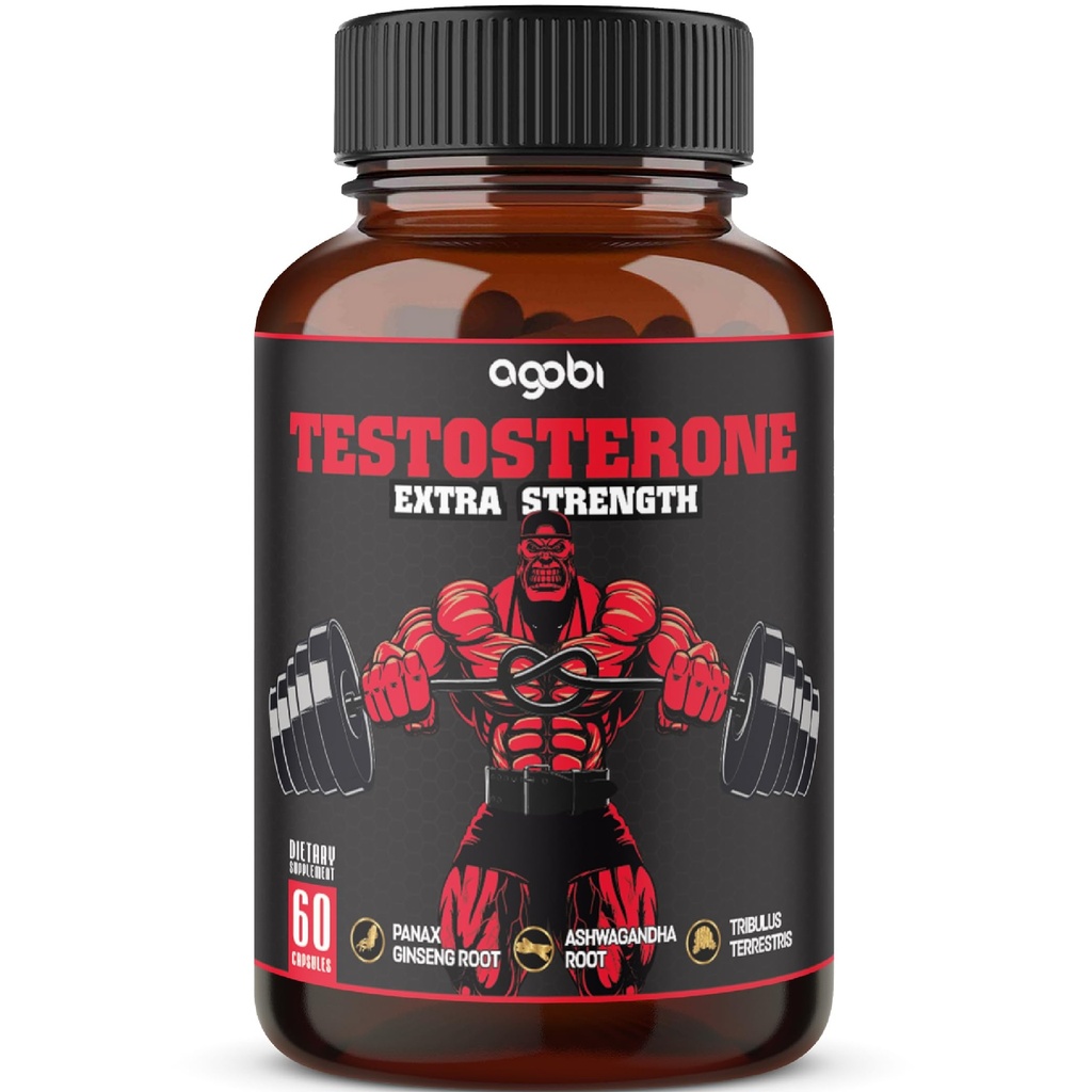 Testosteron Ergänzung für Männer mit Ashwagandha, Tribulus, Ginseng & More - 11 Kräuter - Stärke Unterstützung - 60 Vegan Kapseln 1 Monat Versorgung