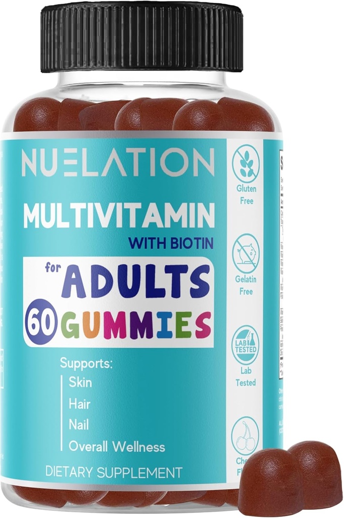 Männer & Frauen Multivitamin Gummis. Eine gut abgerundete tägliche Gummy Multivitamine mit Biotin 5000 mcg. Nicht-GVO, 60 Count, 30 Servierungen. Multi Vitamin für Erwachsene für Immununterstützung, Gesamt Wellness