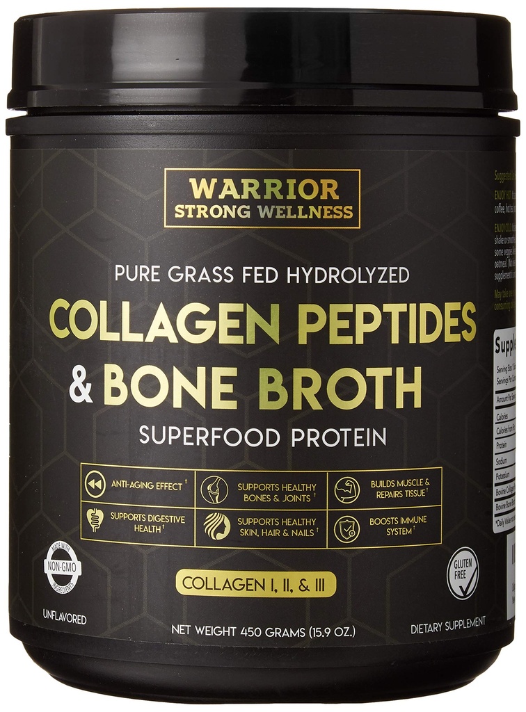 Premium Collagen Peptide Knochen Brühe Pulver: Gras Fed hydrolysierte Collagen Boost für gesunde Haut, Nägel, Haar, Gelenke, Muskeln, Knochen, Verdauung, Keto Friendly, Unflavored