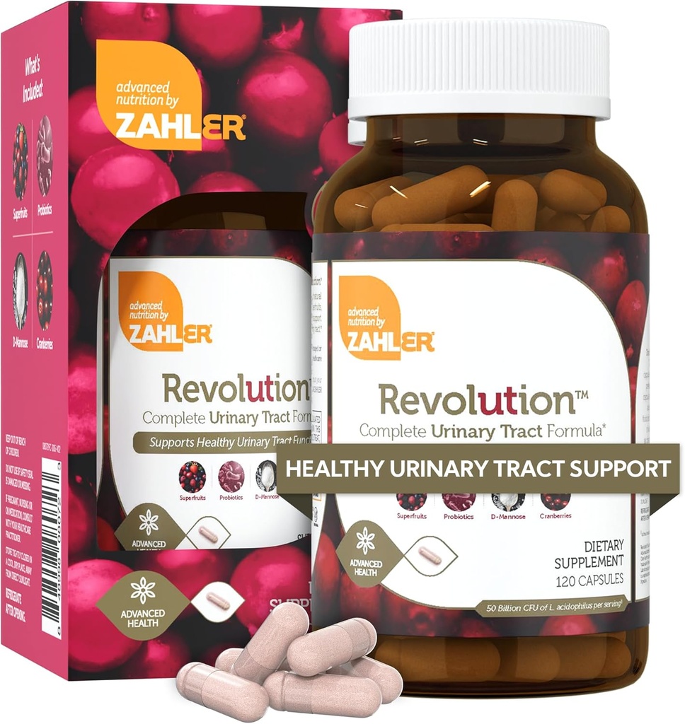 Zahler Revolution - Complete Womens Urinary Tract Health Formula with Probiotics - UTI Pillen - 1200mg D-Mannose und Cranberry Supplement - Urinary Tract Infection Support for Women (120 Kapseln)