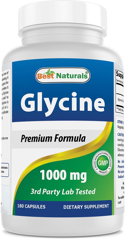 Best Naturals Glycine Supplement 1000 Mg für Energieproduktion, 180Count