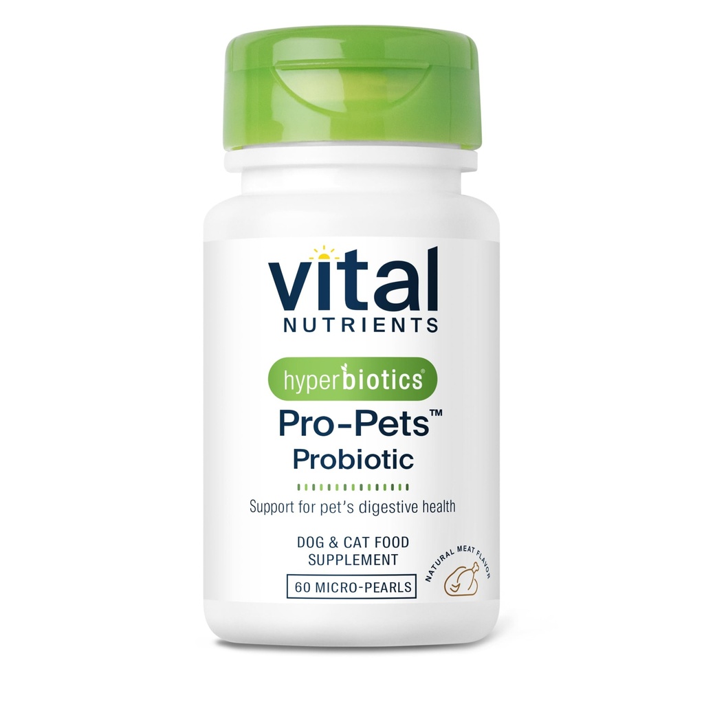 Vital Nährstoffe Pro Tiere Probiotika für Hunde und Katzen | Dog Probiotics for Digestive Health, Gut Health, Occasional Diarrhea* | Tasty Meat Flavor | Non-GMO | Hyperbiotics | 60 Micro Tablets