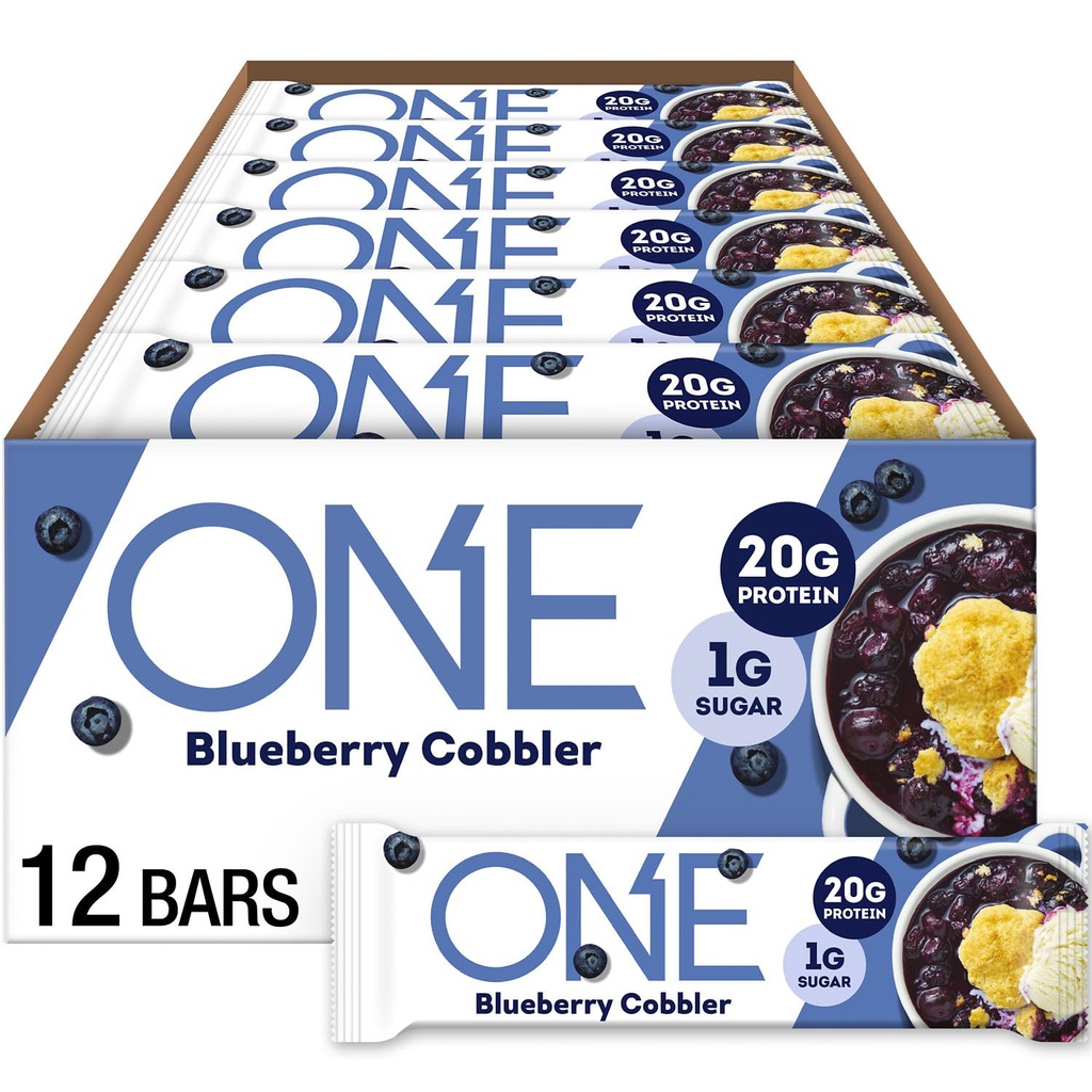 ONE Protein Bars, Blueberry Cobbler, Glutenfrei mit 20g Protein und 1g Zucker, Pantry Staples, 2.12 oz (12 Count)