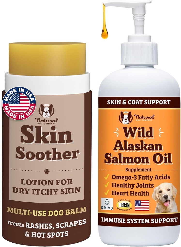 Natural Dog Company Gesunde Haut Bundle, unterstützt gesunde Haut und lindert trocken, juckende Haut, Allergy Relief für Hunde