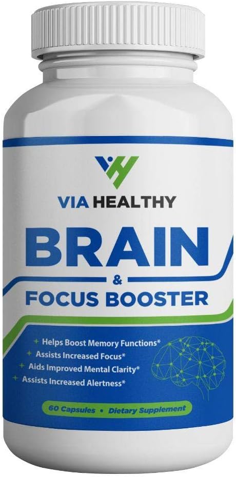 Brain & Focus Booster von Via Healthy - Verbesserung des Fokus, Steigerung der Konzentration, Verbesserung der Gedächtnis und Klarheit, Verbesserung der Mind Enhancement, Ingwer Extract
