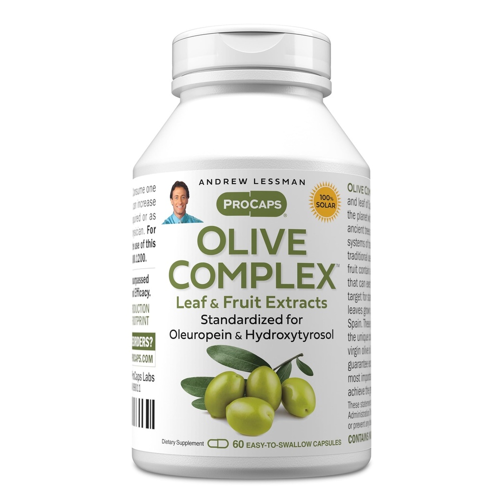 ANDREW LESSMAN Olive Complex - 60 Kapseln - Blatt- und Fruchtextrakte. Standardisiert für Oleuropein und Hydroxytyrosol, um Herz-Kreislauf- und Immungesundheit zu unterstützen. Kleine leicht zu Swallow Kapseln
