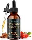 Liposomal Berberine Tropfen Supplement 3000mg - Hohe Absorption AMPK-Aktivator, Organic Berberine HCl Complex mit Ceylon Cinnamon & Ginger für Immun- & Verdauung (2 fl oz)