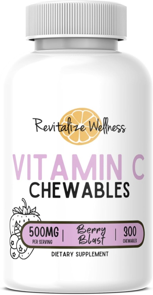Vitamin C Chewables | 500 mg Vitamin C als Ascorbinsäure pro Servieren | Berry Blast Flavor | 60 Servierungen