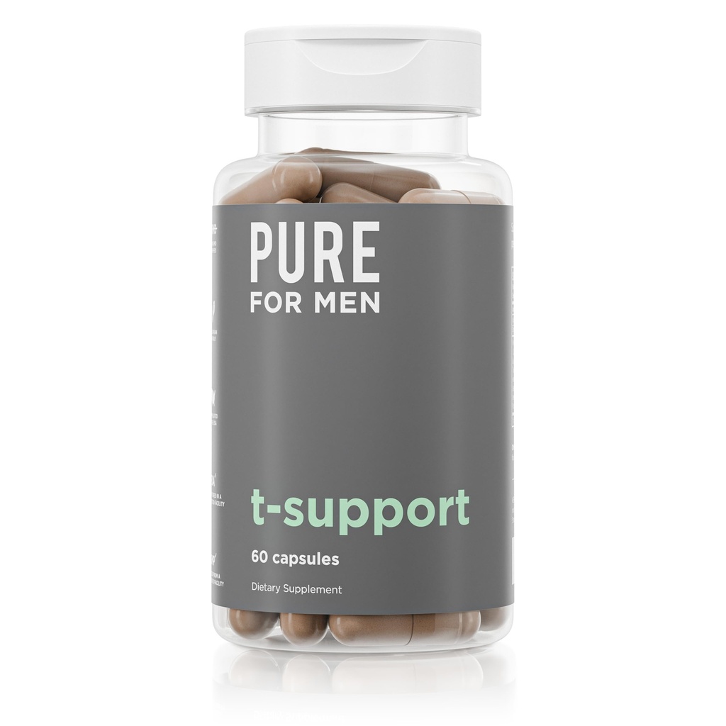 Rein für Männer T-Support Ergänzung | Vegetarische Gesamtunterstützung für Männer mit Maca, Vitamin D, & Ashwagandha, Muskel-Gesundheit | Ausdauer, Kraft, Fokus, & Energie Unterstützung | 60 Kapseln