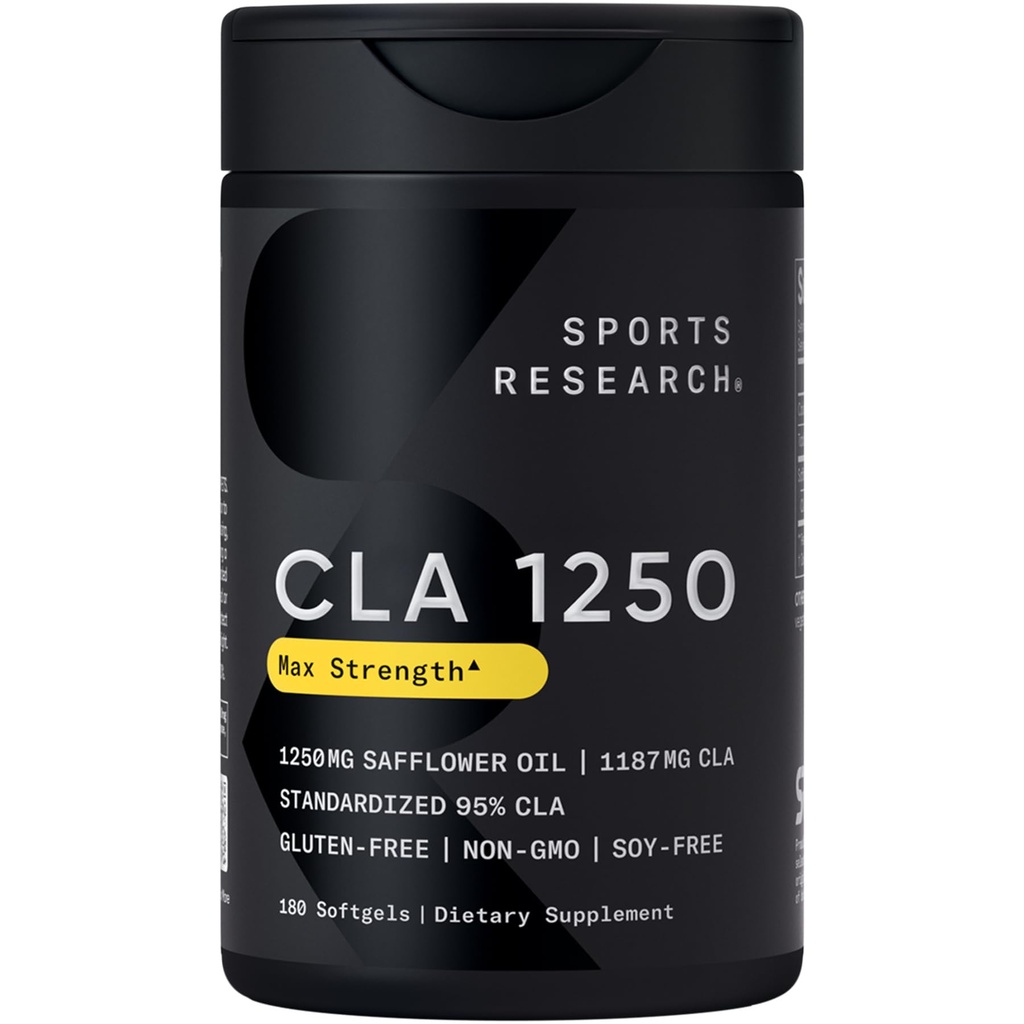 Sportforschung CLA - 1250mg mit Active Conjugated Linoleic Acid für Männer und Frauen | Non-GMO, Soy & Gluten Free - 95% (180 Softgels)...