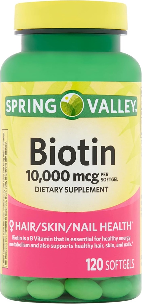 Spring Valley Biotin Dietary Supplement, 10,000 mg, 120 Softgels