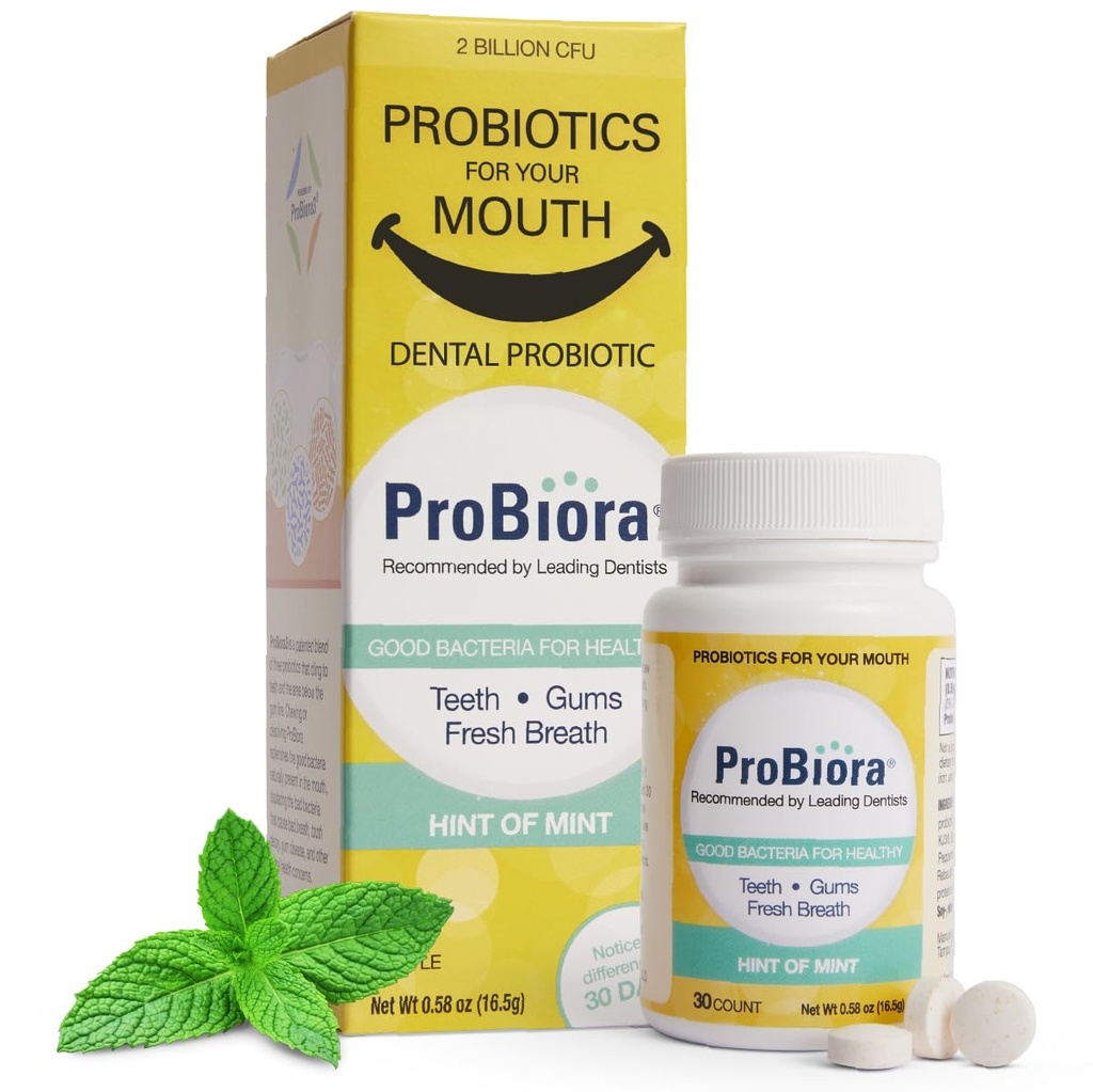 ProBiora Oral Probiotics für Zähne und Zahnfleisch | Dental Probiotics für verbesserte Mundgesundheit | Schlechte Atmung Behandlung für Erwachsene | ProBiora3 patentierte probiotische Mischung | Zahnaufhellung | 30 Mint Tabletten