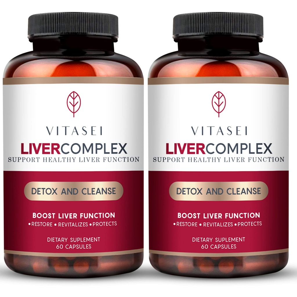 VITASEI Liver Cleanse Detox & Repair, Liver Complex W/Milk Thistle Extract, Garcinia, Curcumin C3, Unterstützung pflanzliche Nahrungsergänzung, Detox Formel für Frauen & Männer, 60 Kapseln (Pack von 2)