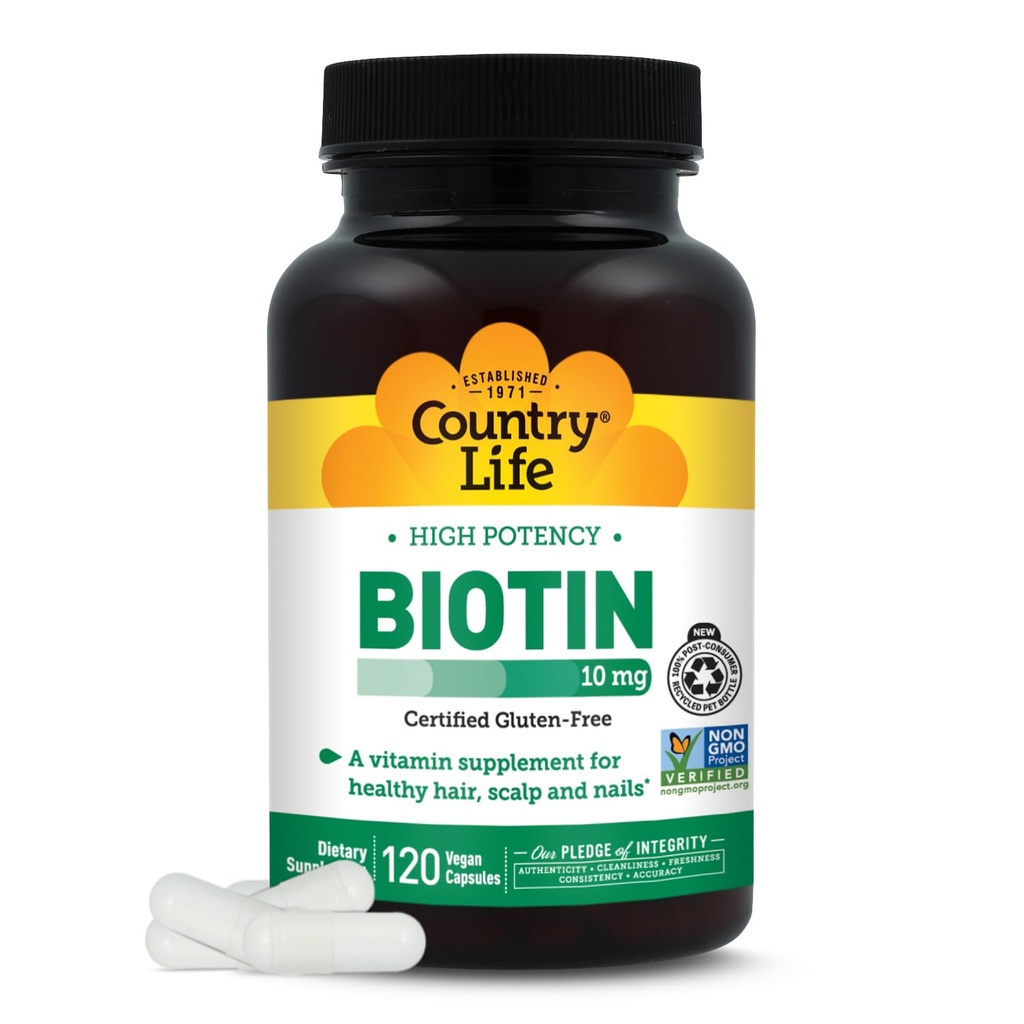 Landleben High-Potency Biotin 10mg - Vegan & Gluten-Free Biotin Supplement für Haut & Nägel, Energiestoffwechsel - Biotin 10000mcg Kapseln